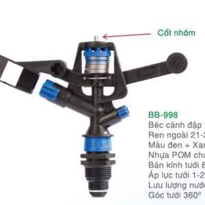 BÉC cánh đập trung 2 tia ren ngoài 21-27 (màu đen + xanh dương) BB-998