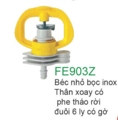 Béc nhỏ bọc inox thân xoay có phe tháo rời đuôi 6 ly có gờ FE903Z