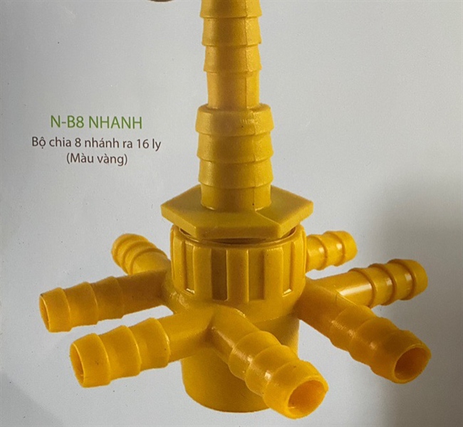 Bộ chia 8 nhánh ra 16 ly màu vàng N-B8NHANH