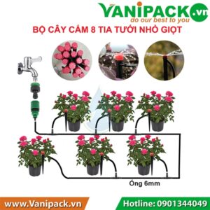 Bộ tưới nhỏ giọt 10 cây cắm 8 tia [LẮP VÒI TRỰC TIẾP] TAT-KIT02