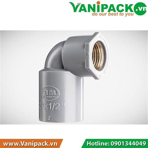 Co 90 Độ Ren Trong (Co Ren Trong Thau) Nhựa Hệ Inch Loại Dày Bình Minh BM-CORTTD