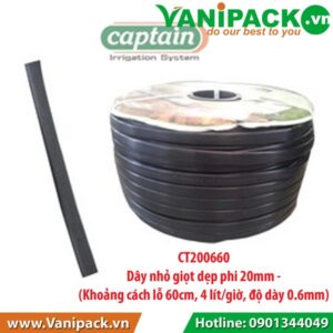 Dây Tưới Nhỏ Giọt Dẹp Phi 20mm Khoảng Cách Lỗ 60cm VAN CT200660