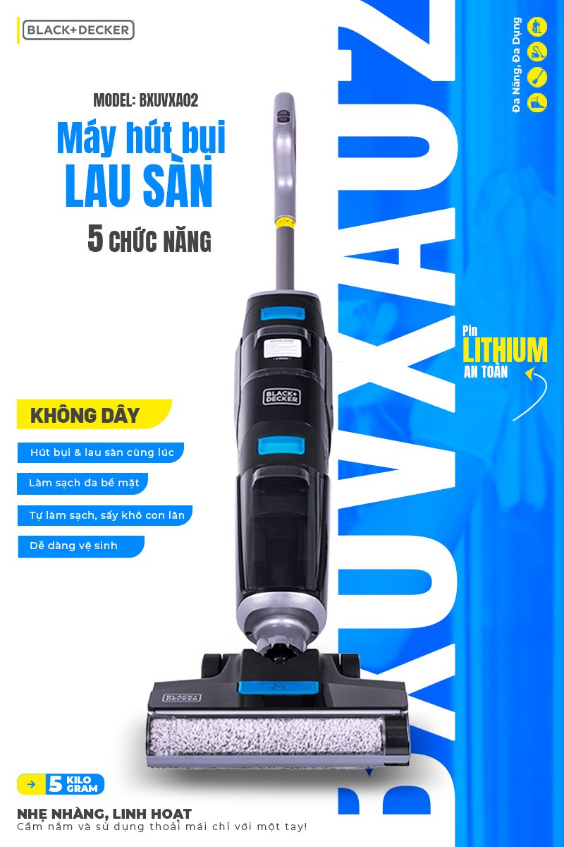 Máy hút bụi lau sàn thông minh không dây black+decker Stanley BXUVXA02 - Ảnh 2