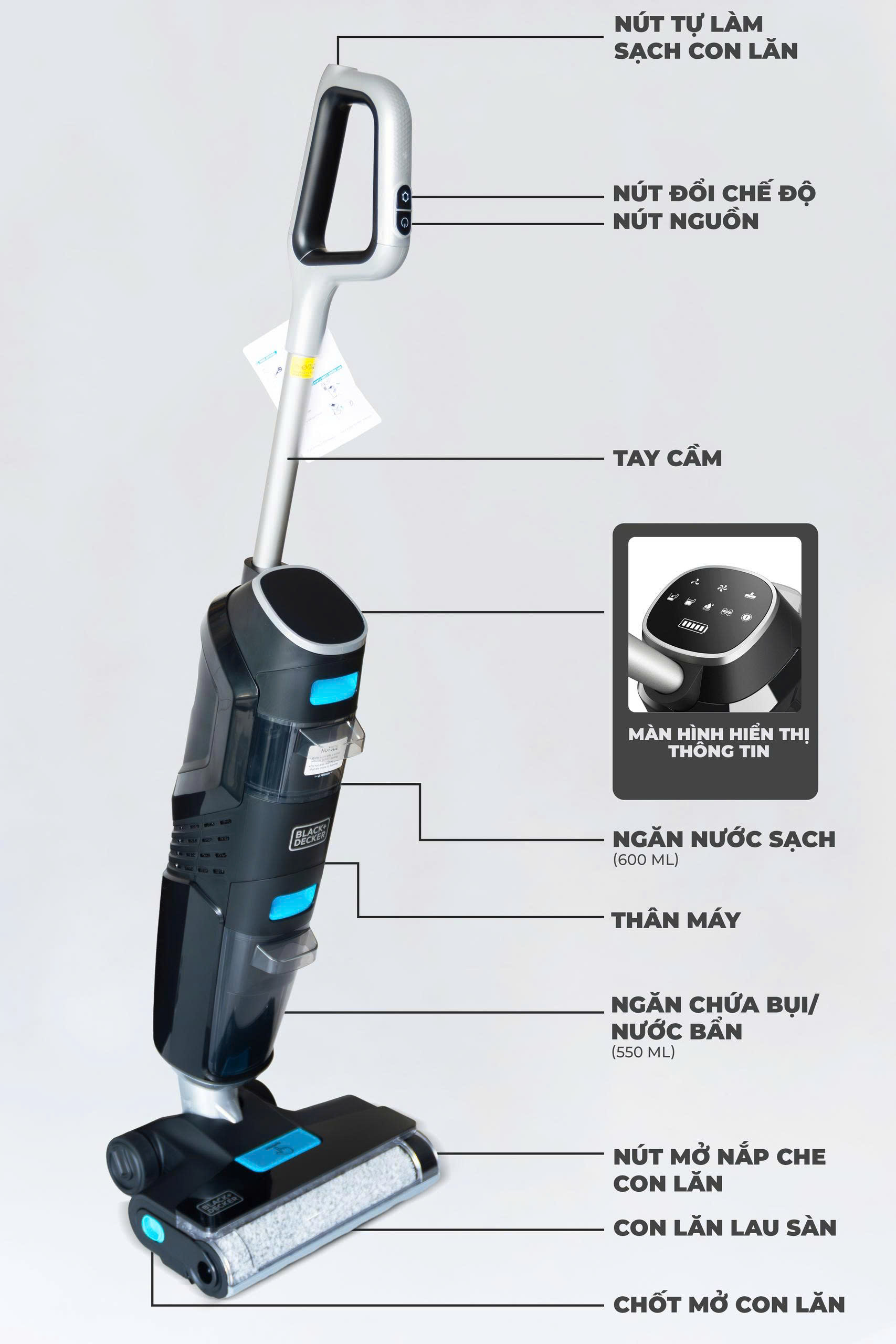 Máy hút bụi lau sàn thông minh không dây black+decker Stanley BXUVXA02 - Ảnh 5