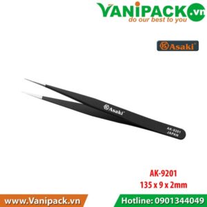 Nhíp gắp linh kiện chống tĩnh điện mũi nhọn 135- 9- 2mm Asaki AK-9201