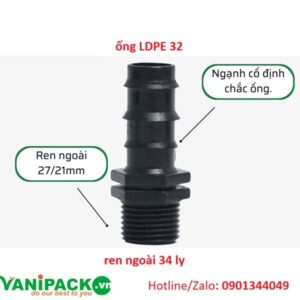 Nối Ren ngoài 34 ra ống 32mm AT25-PKLD-NGRN3432