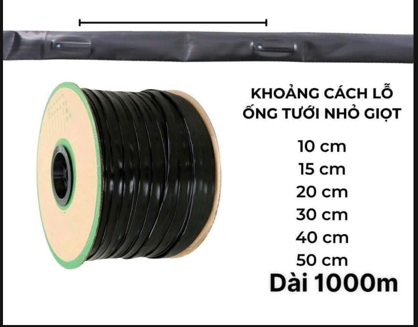 Cuộn 1000m Ống nhỏ giọt phi 16mm - khoảng cách lỗ 20cm