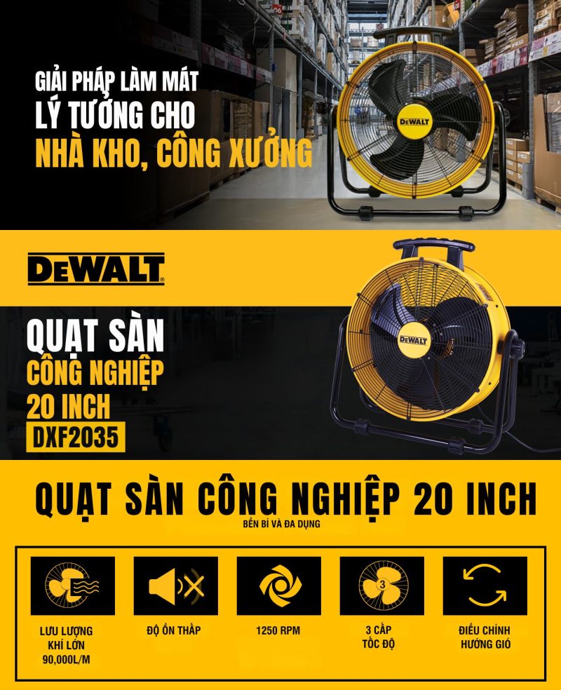 Quạt Công nghiệp Dewalt 20″ DXF2035 - Ảnh 2
