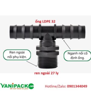Tê Ren ngoài 27 ra 2 Đầu ống 32mm AT25-APLD-RN27R232