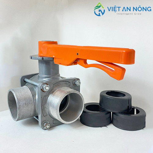 Van bi cầu 3 ngã thân nhôm khối cao cấp ren 90mm - Ấn Độ