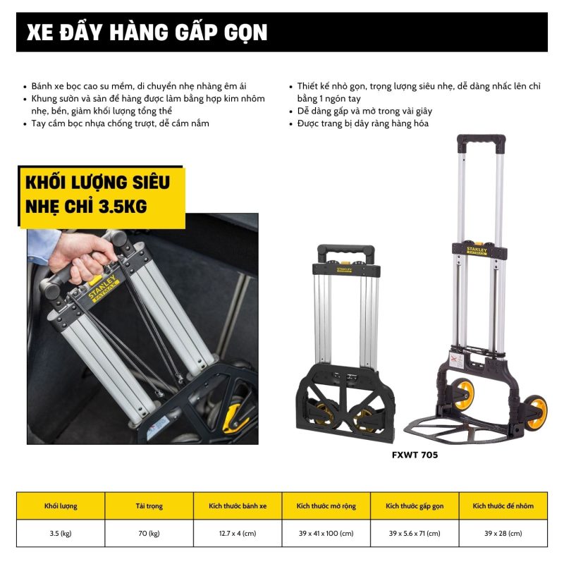Xe đẩy hàng 2 bánh stanley fatmax – usa fxwt-705 – tải trọng 70kg. - Ảnh 2