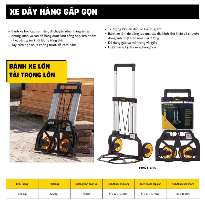 Xe đẩy hàng 2 bánh stanley fatmax – usa fxwt-706 – tải trọng 125kg. - Ảnh 2