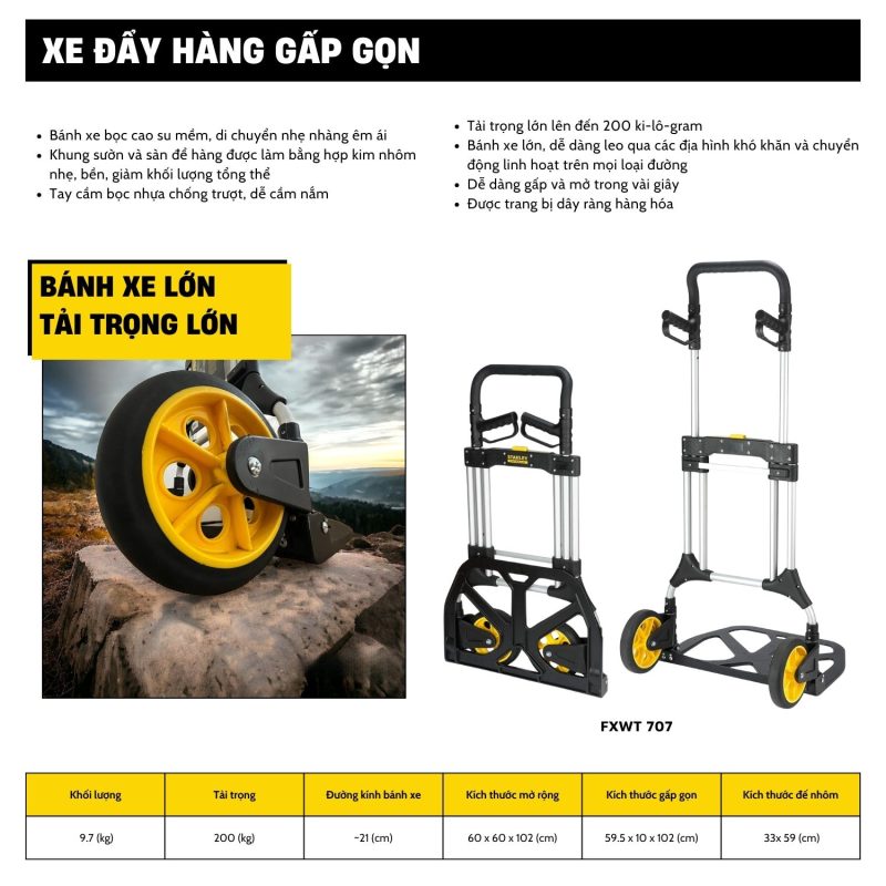 Xe đẩy hàng 2 bánh stanley fatmax – usa fxwt-707 – tải trọng 200kg. - Ảnh 2