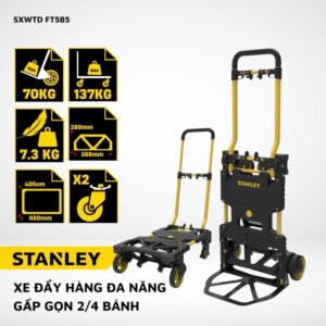 Xe đẩy hàng chuyển đổi 2 – 4 bánh Stanley FT585 – Tải trọng 70kg (2 bánh) – 137kg (4 bánh).