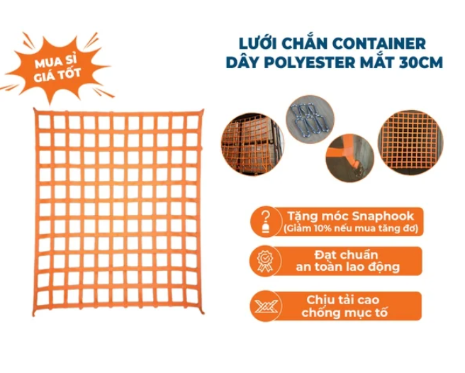 Lưới chắn container dây polyester mắt 30cm - Ảnh 4